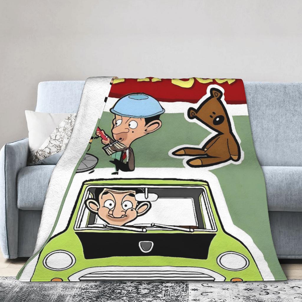 Mr Beans  Flannel Blankets Winter  Soft Durable Bedding Throws for Kids Adult Couch Bed Novelty Bedspread Sofa Bed Cover