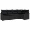 Garten-Sofa-Set mit Stauraum 5 Teile Schwarzes Poly-Rattan