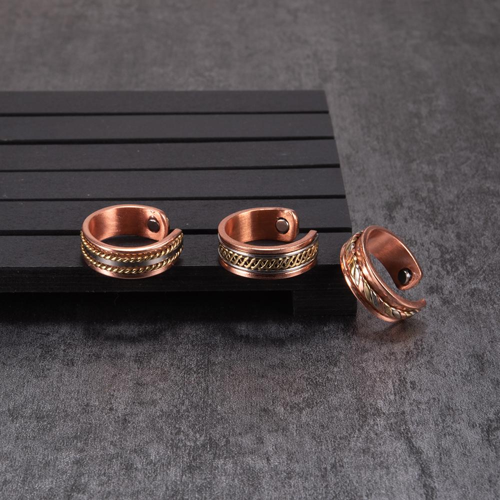 Magnetische reine Kupferringe Damen 6mm Vintage Offener Manschettenring Verstellbarer Ring Herren Magnet Hochzeitsringe Energie Fingerring für Damen Herren