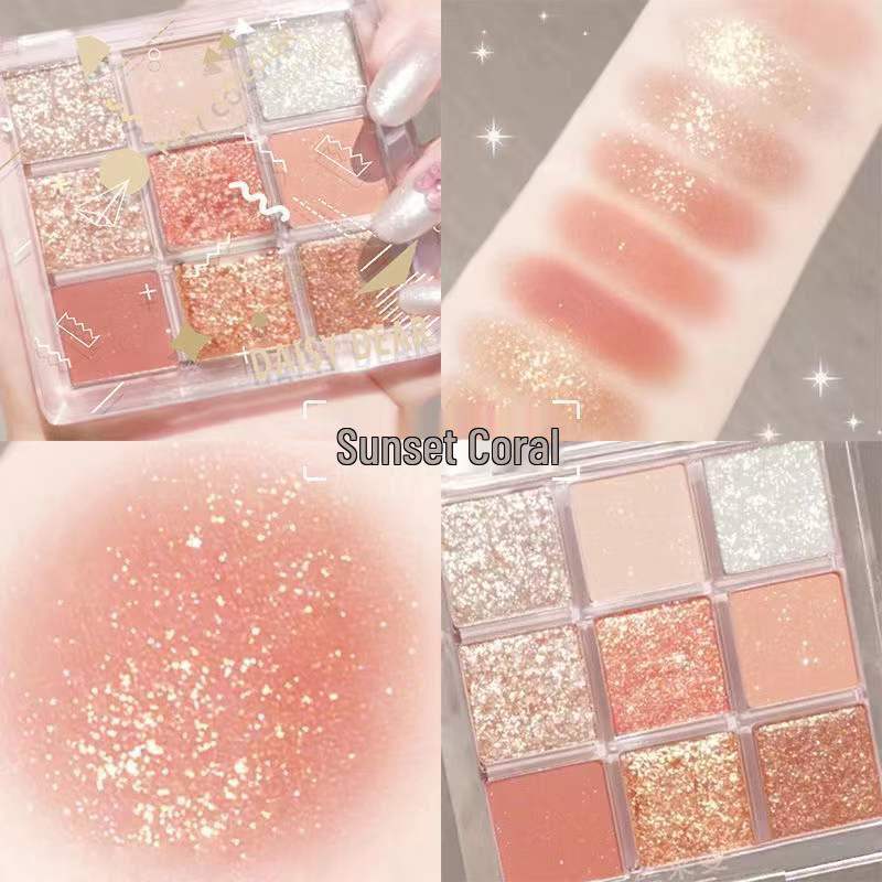 

Палетка прозрачных девятицветных теней для век с блестками и цветочным дизайном