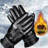Touchscreen Winter Leather Gloves: Fleece-Lined, Thick, Warm, Windproof, Waterproof for Cold Weather and Motorcycle Riding