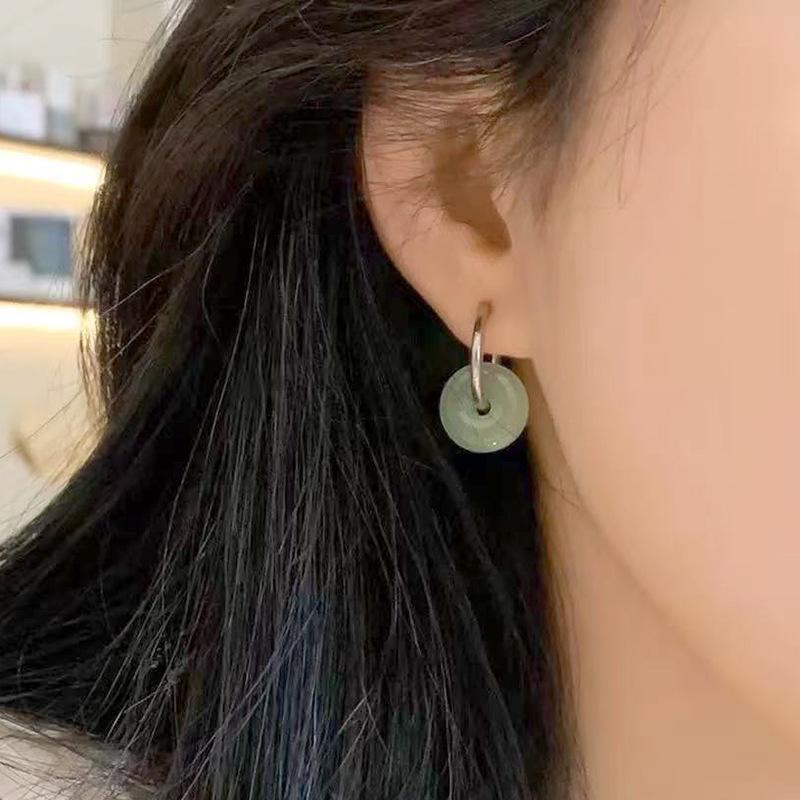 Stylish Girls' Stainless Steel Peace Buckle Hoop Earrings: Simple, Versatile, and Elegant Daily Jewelry