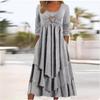In Stock: 2026 Spring/Autumn European-American Waist-Cinching Casual Dress with Heart Detail and Tiered Hem