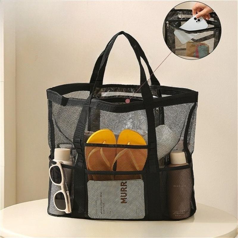 Mesh Beach Tote Bag Large Capacity Portable Shower Bag Waterproof Quick Dry Swimming Pool Travel Organizer Handbag