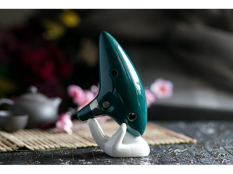 Dark Green 12-Hole Alto C Key Zelda Ocarina with Excellent Intonation and Tone