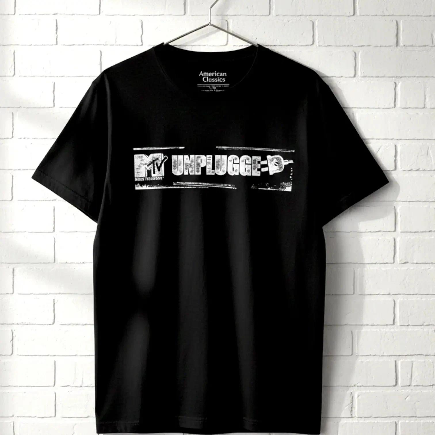 MTV Unplugged Logo Men s T Shirt Acoustic Musical Showcase Rock Album Chart Hit XS