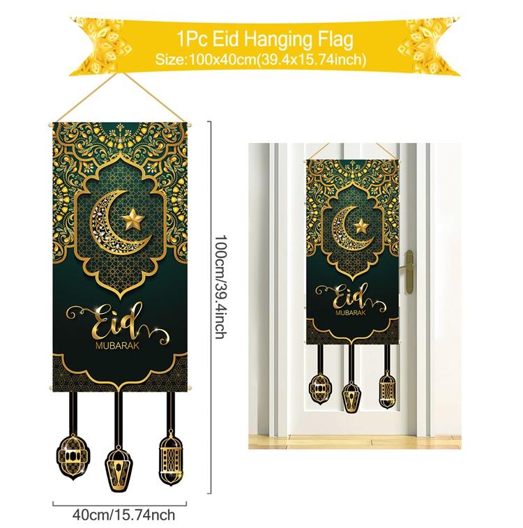 Eid Mubarak Dekobanner 2026 Kareem Ramadan Deko für Zuhause Ramadan Mubarak Hängende Flagge Islamische Muslimische Party Deko Eid Al Adha
