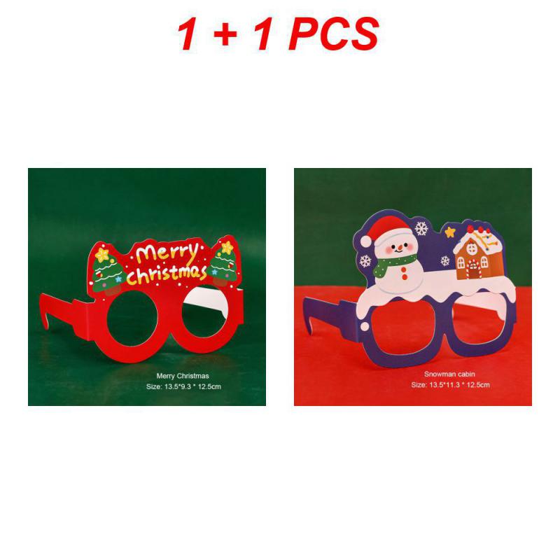 6-1PCS Christmas Cartoon Decorative Glasses Children Christmas Cute Small Gifts New Year Prom Party Decor Paper Glasses Frame