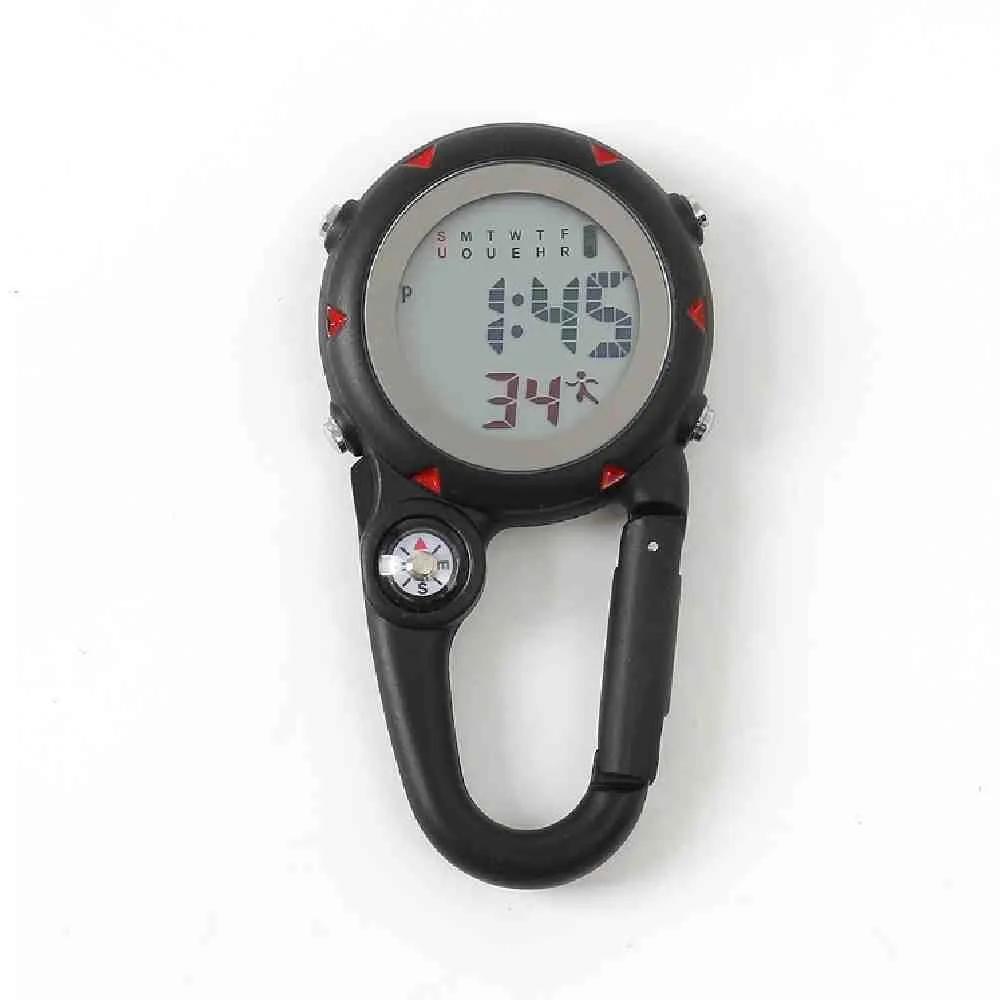 Topmall Carabiner Watch Black/Red Mountaineering Watch Carabiner Watch Camping Carabiner