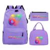 Sechs Sieben 67 Bedruckter Kinderrucksack Brottasche Federmäppchen Schultasche für Schüler Dreiteiliges Set