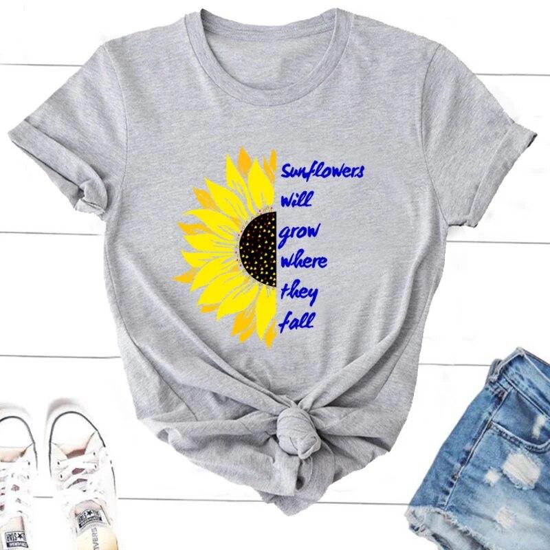 Ukraine Sunflower T-shirt Vintage Ukrainian Lovers Print Graphic T Shirts Women Short Sleeve Y2k Top Casual Tee Shirt Tops Unisex