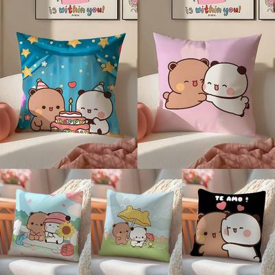 Cute Cartoon Characters Bubu & Dudu Pillow Case Comfort Sofa Bed Silky Elegant Invisible Zipper Decorative Cushion Cover