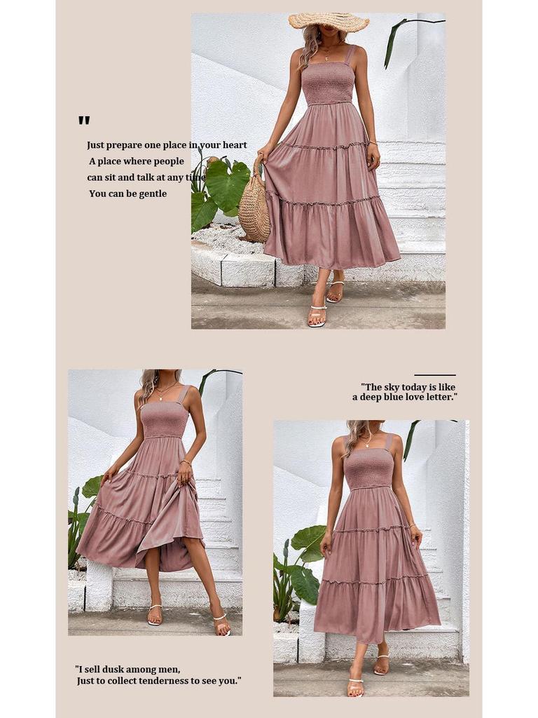 2025 Sommer Mehrfarbig Damen Schulterfreies Elastisches Camisole-Kleid