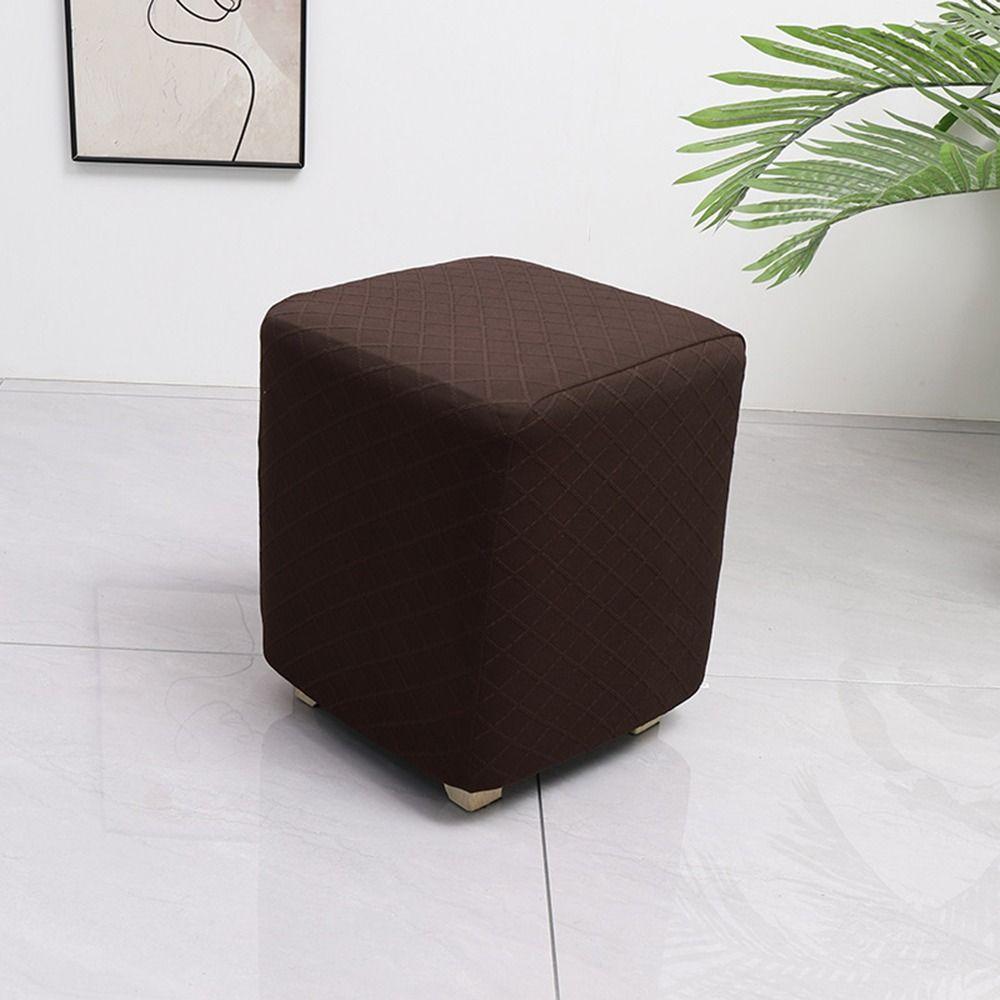 Elastic Jacquard Ottoman Cover Solid Color Footstool Case Durable Pouf Stool Cover  Home Decor
