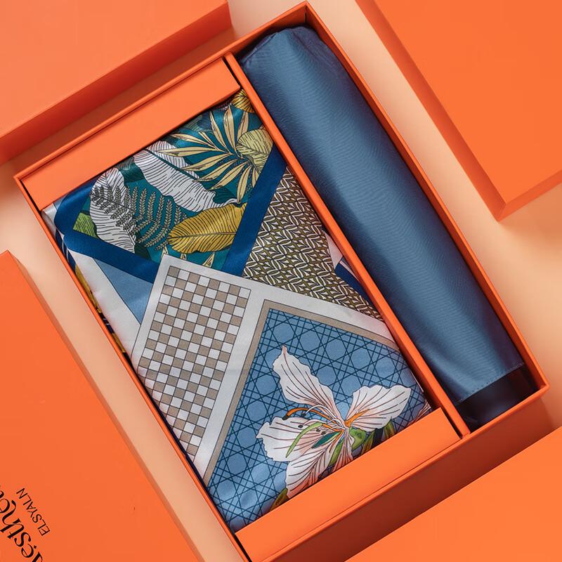 Vivian Silk Scarf & Tri-fold Umbrella Set