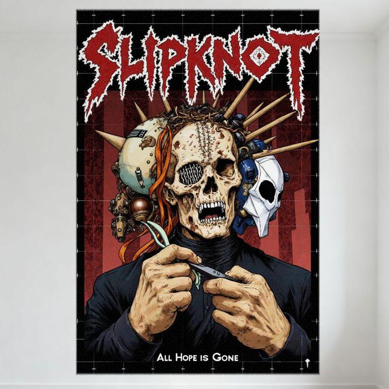 

Slipknot All Hope Is Gone Dark Gothic Metal Tin Sign, Decayed Skull with Accessories, Heavy Metal Band Wall Decor for Man Cave 20x30cm（7.8x11.8inch）