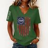 Women’s Casual V Neck Short Sleeve Pullover Top with 250th Anniversary Printed Graphic Lightweight Loose Fit T Shirt