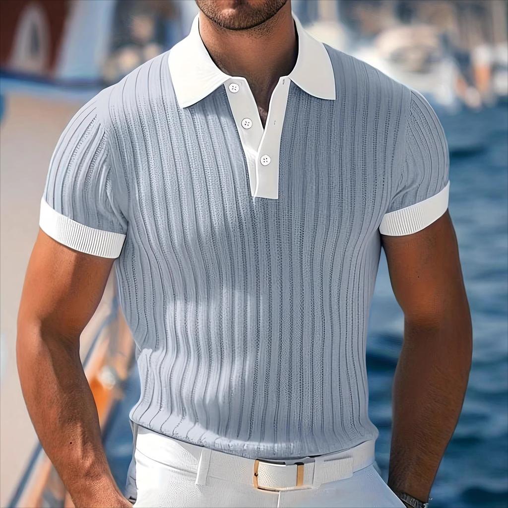 2026 New Summer Men's Fashion Hollow Polo Shirt Short-sleeved Casual Top
