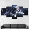 Space Astronaut Cosmos Planet Earth Scenery 5 Piece Five Panel Wall Canvas Print Modern Art Poster Home Decor Gift For Him For Her