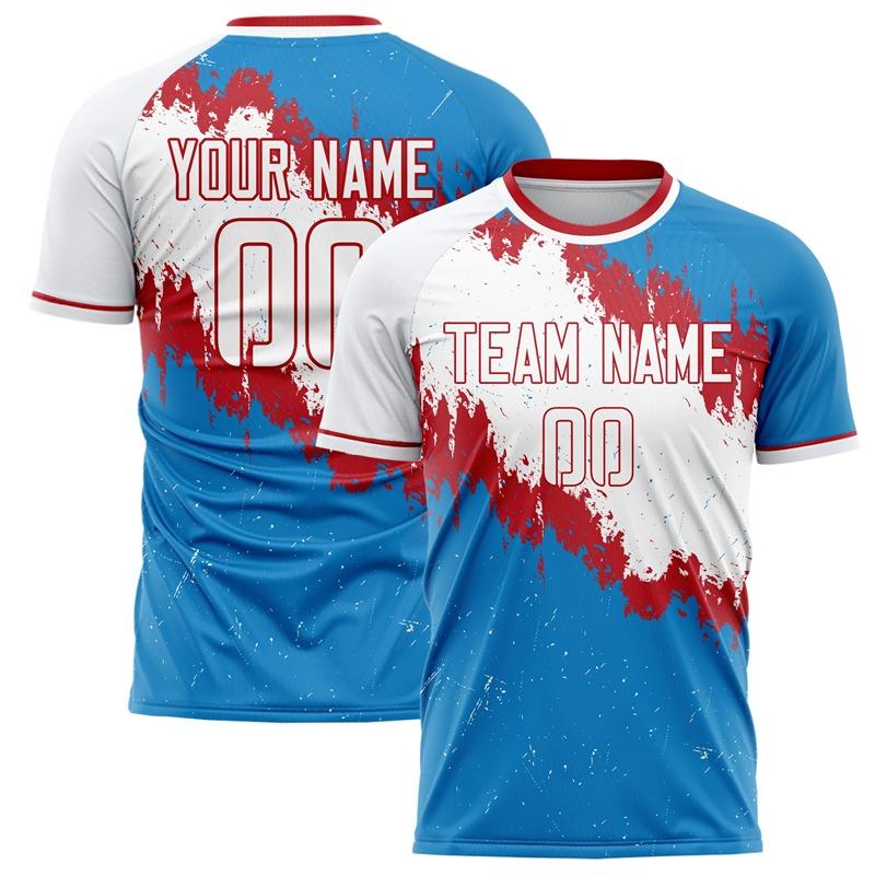 Sports Football Jersey, Round-neck Blue Sports T-shirt, Tight-fitting and Quick-drying Style, Team Uniform Attire