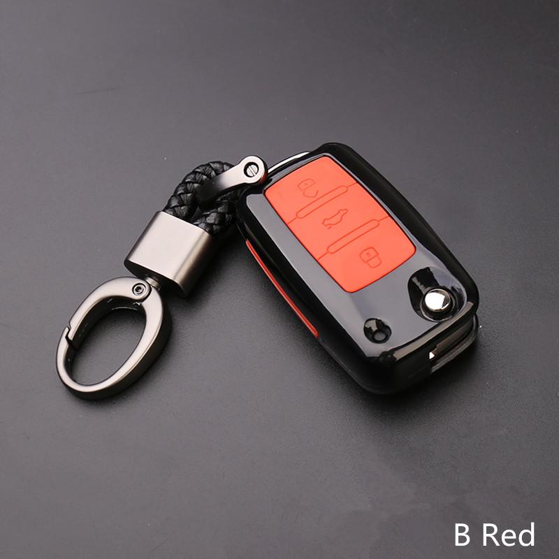 Carbon Fiber Car Key Case Bag Cover for Volkswagen VW Golf 7 MK7 Tiguan Touran 2017 for Skoda Octavia A7 RS for Seat Leon Ibiza