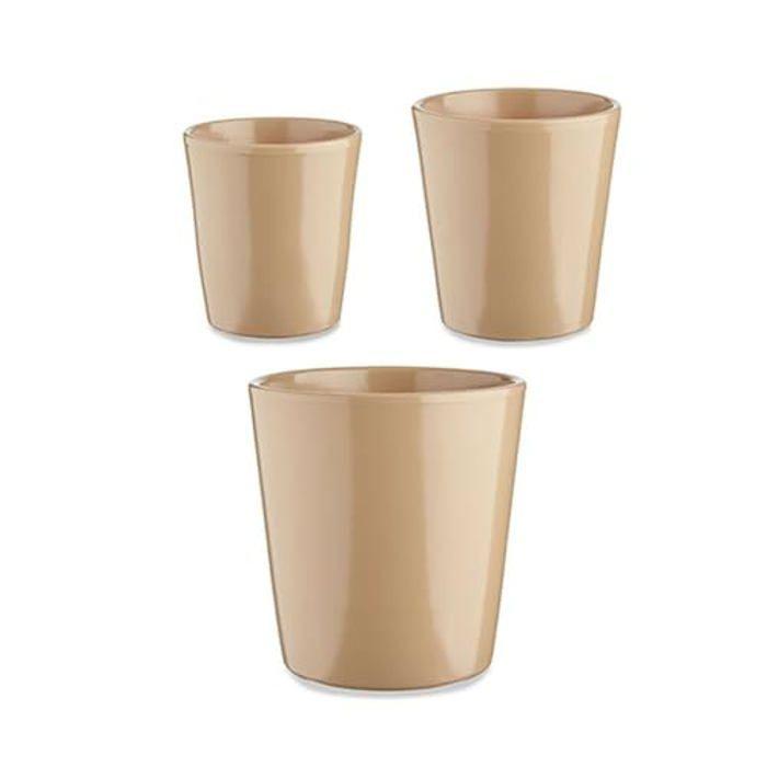 Set De Pots De Fleurs - Ibergarden - 3 Pièces - Beige - Ø 14 Cm, Ø 17 Cm, Ø 22 Cm - Conique