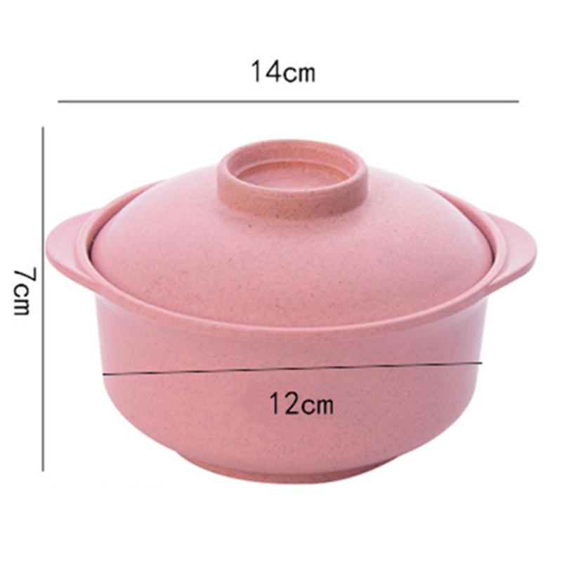 Wheat Straw Household Bowl Anti-scalding Anti-overflow Bowl With Lid Tableware For Food Soup Salad