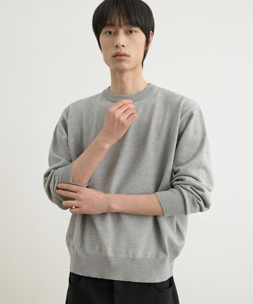 WHOLOVESART Washable Semi-Crop Knit Pullover Melange Gray