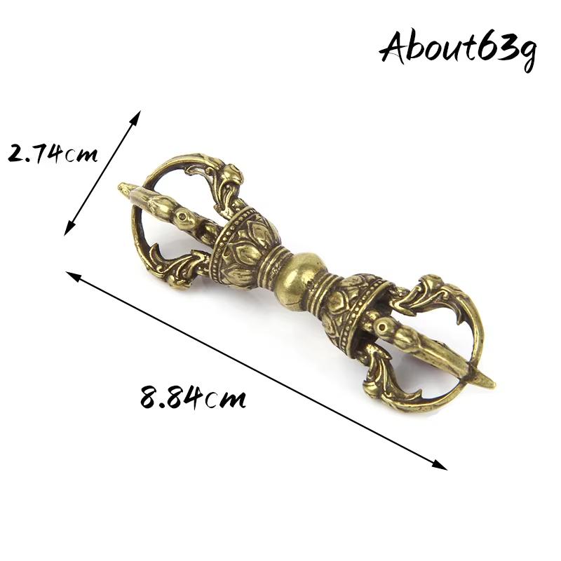 Antikes reines Kupfer Buddha-Instrument Ba Jin Just Vajra-Mörser Feng Shui Ornament Heimdekoration Messing Schreibtischdekor Retro Handwerk