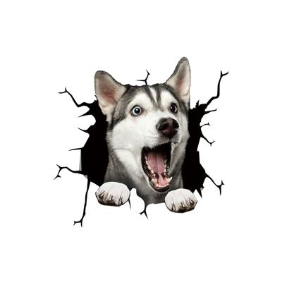 Etiqueta engomada de la grieta del perro 3D etiqueta engomada plástica del PVC etiqueta de la ventana del coche pegatinas divertidas del ordenador portátil