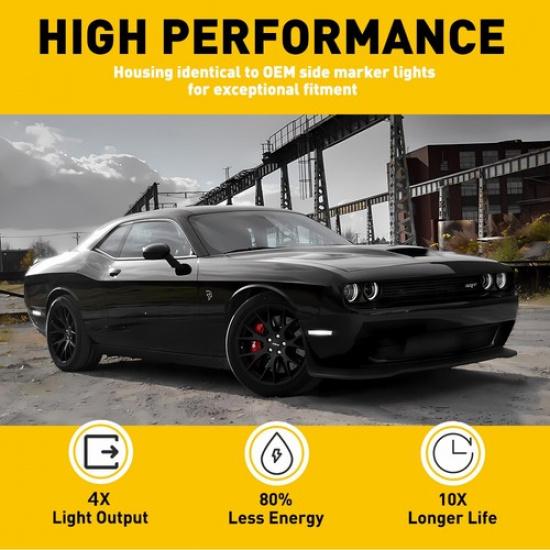 For 2015- Dodge Challenger Front Pair Bumper LED Side Parking Marker Lights