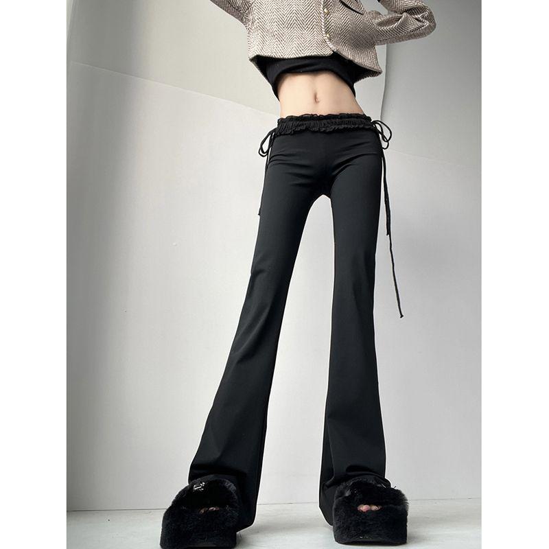 

Jennie-Style Lace Floral Yoga Micro-Flare Women s Slimming Drawstring Fitness Pants Medium чёрный