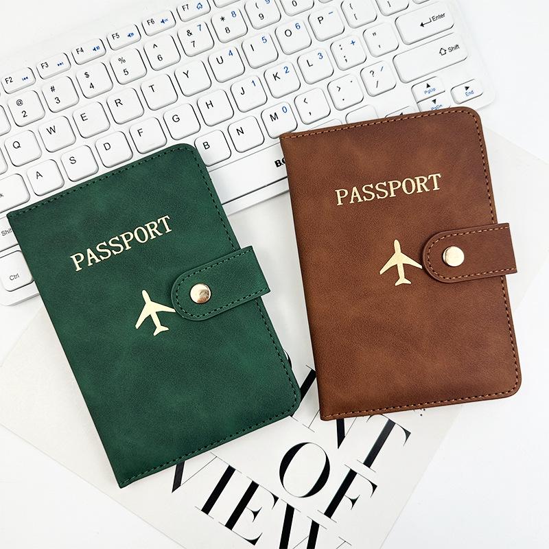 Hand-Stitched PU Leather Passport Holder with Buckle