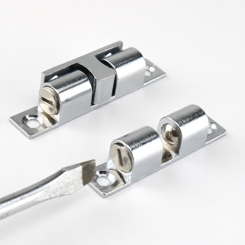3/6pcs Furniture Door Ball Latch Brass Double Roller Spring Ball Catch Latches Cabinet Closet Door Adjustable Tension Latch