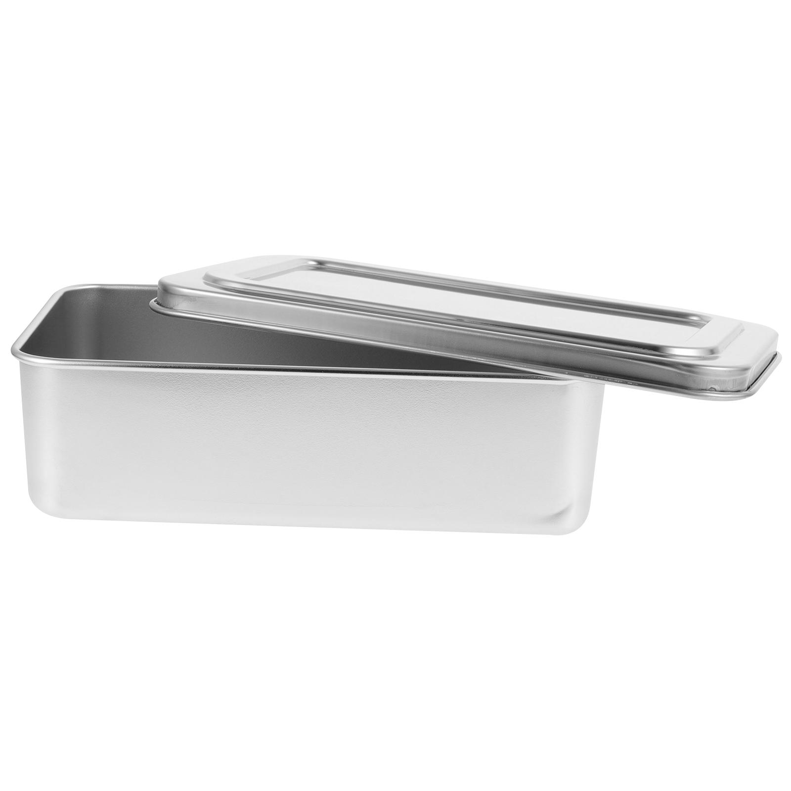 

Pans Oven Covered Baking Tray Dish Metal Bread with Lid Stainless Steel for Kitchen серебряный