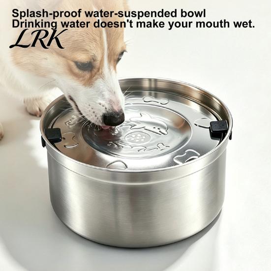 No Wet Mouth Dog Water Bowl 1.2/3.2L Stainless Steel Bowl, No-Spill Slow Drinking Pet Anti-Splash Non-Slip Dispenser for Small Medium Large Dogs, Cats