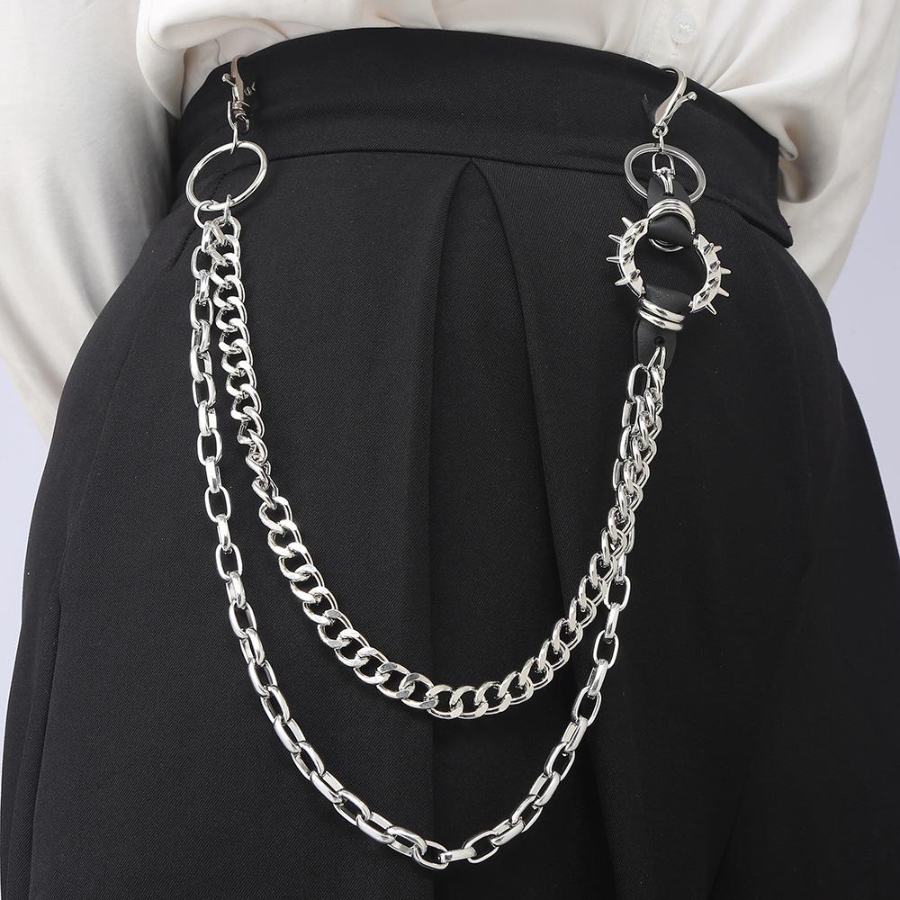 Herren Retro Punk Rock Hip Hop Metall Dornen Taillenkette