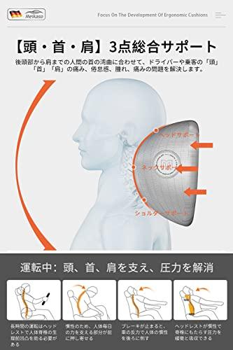 Meikaso Car Lumbar Support Cushion, Backrest Cushion, Memory Foam, Fashionable Car Headrest, Car Neck Pillow, Lumbar Support, Car Neck Pad, for Long D