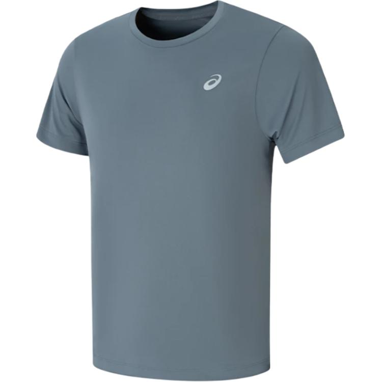 Asics Ss25 Brand Logo Solid Color Knitted Moisture-Wicking Quick-Dry Crew Neck Short Sleeve T-Shirt Men Tops Gray 2011D202-401