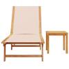 VidaXL Lounge Chair and Table Cream Solid Acacia Wood and Textilene, Sunbed, Daybed, Lounge Chair 4008416