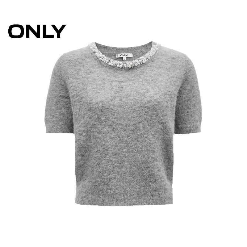 Only Women's Pearl Round Neck Short Sleeve Cropped Knit Top