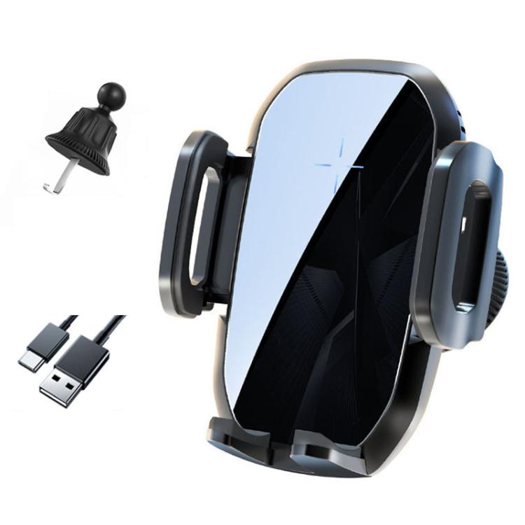 15W Wireless Induction Snap-on Charging Car Air Outlet Phone Holder Black