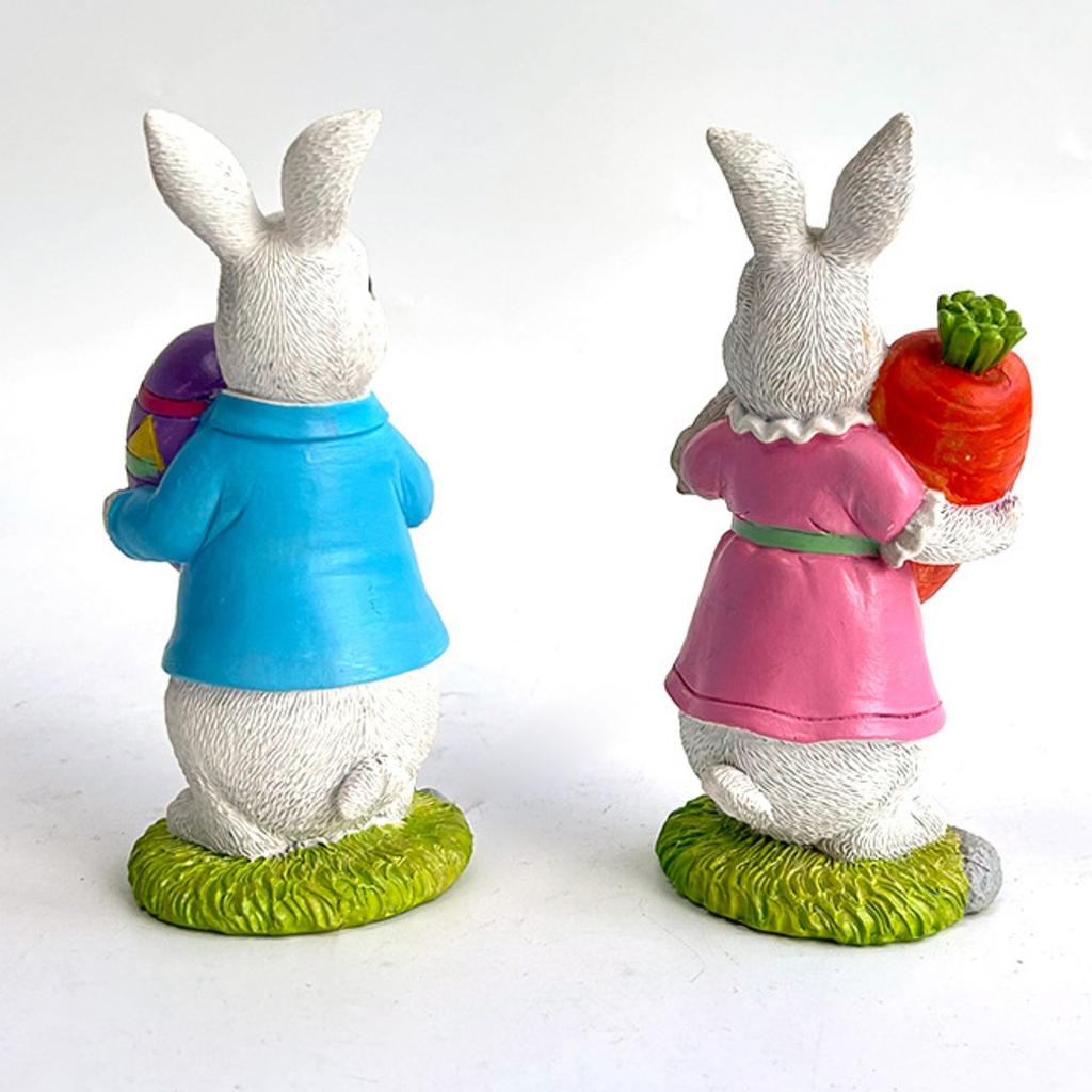 Easter Bunny Resin Craft Figurine Garden Decorative Item Realistic Animal Ornament