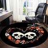 1pc Skulls Heart Office Round Area Rug,  Mat Suitable For Office, Under Office Chairs Bedroom Living Room Home Decor, Room Deco