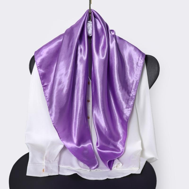 Classic solid color silk scarf women's trend versatile shawl simulation silk bag headscarf 90cm square scarf