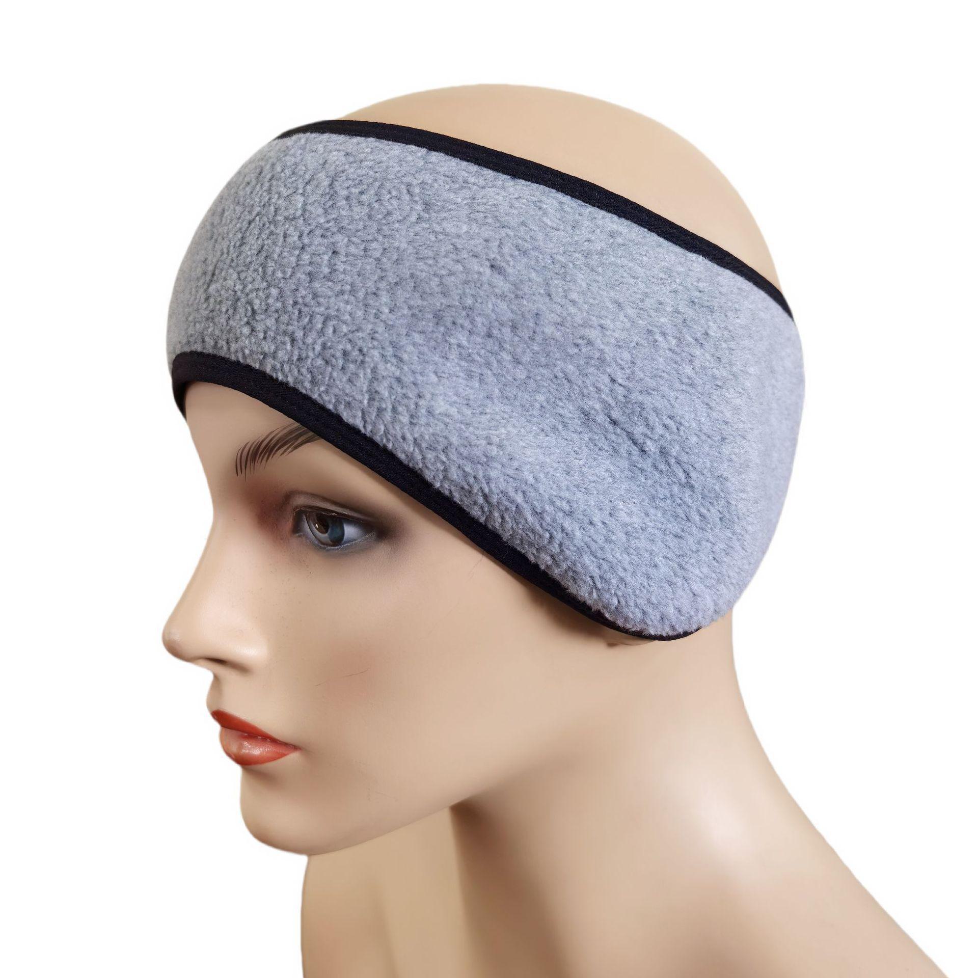 

Унисекс флисовая ветрозащитная повязка на голову с теплыми наушниками для езды на велосипеде и бега One Size серый