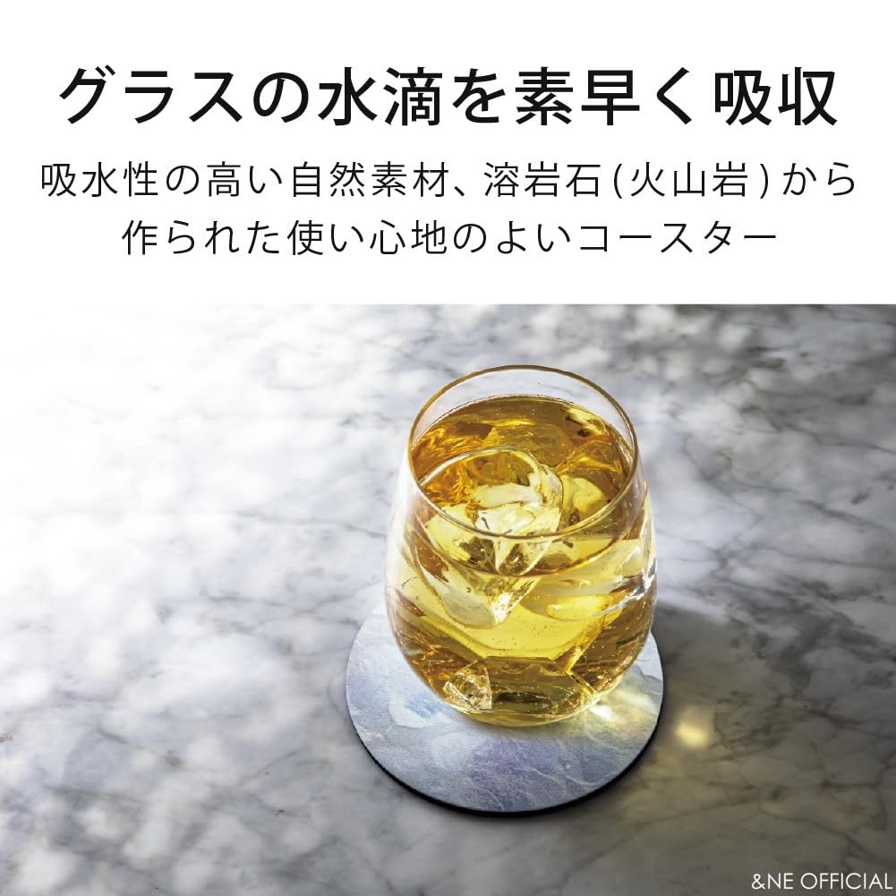 &NE Lava Stone Coasters, Soft, Printed Yellow Flower, 9cm Diameter x 0.4cm Thick, Absorbent, Asbestos-Free, Quick-Drying, Round, Non-Slip,