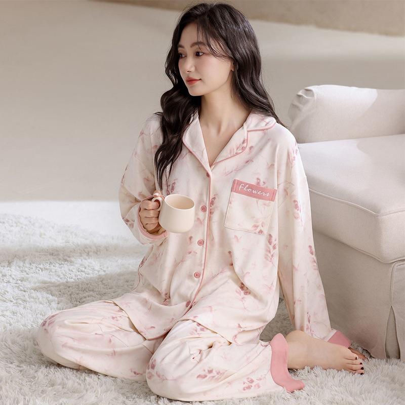Imitation Cotton Pajamas Women's Autumn and Winter Sweet and Cute Long-sleeved Trousers Women's Loungewear Suit Can Be Worn Outside