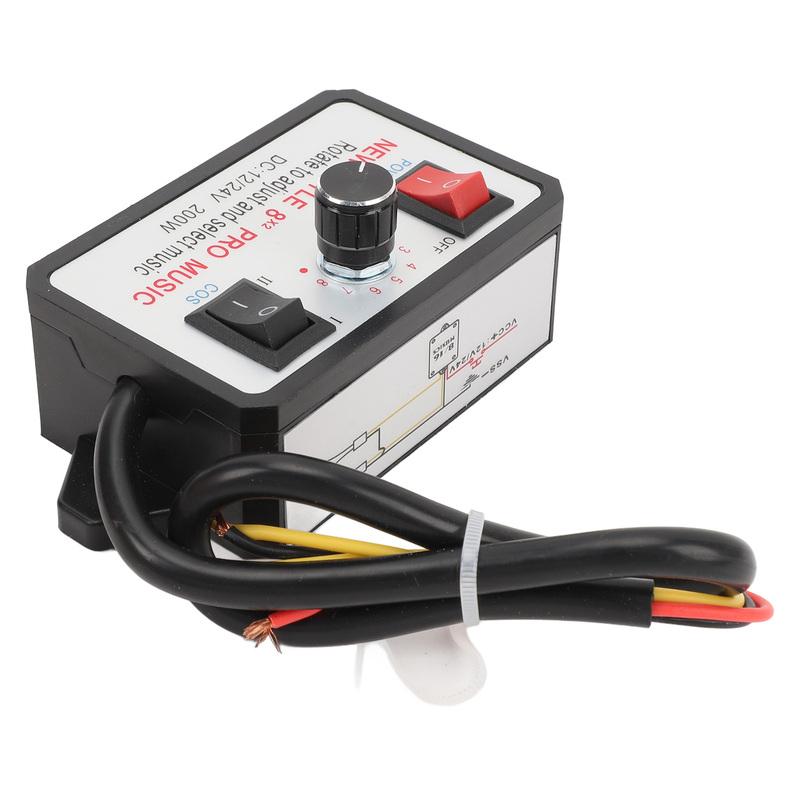 Car Horn Controller 16 Sound Effect Adjustable DC 12V 24V Dual Tone Car Horn Controller Unit for Motorcycles Cars Vans Yachts