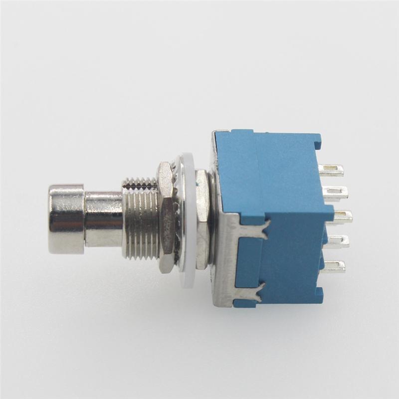 AD23-10PCS 3PDT Guitar Effects Stomp Switch Guitar Foot Switches 9 Pin Latching Push Button Switch ON-On With Solder Terminal